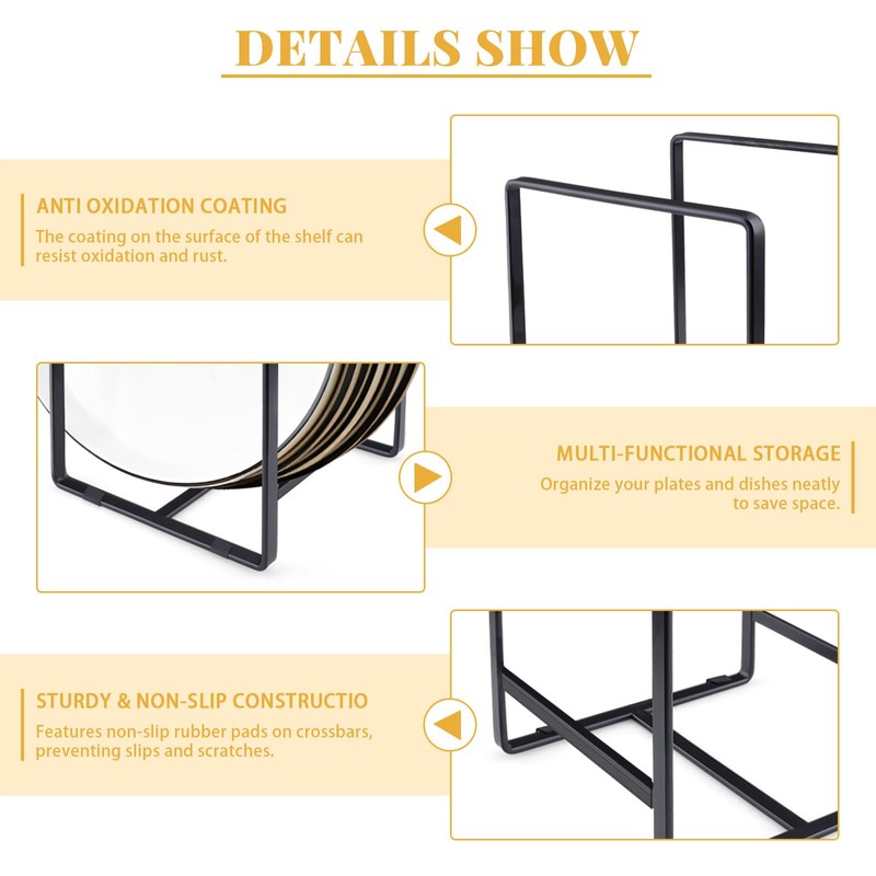 LELE LIFE 4 Pack Plate Organizer Holder, Vertical Metal Dish