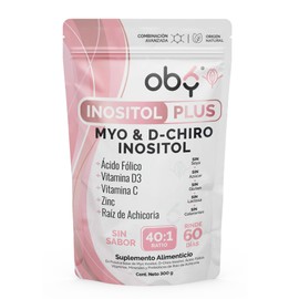 Oby Inositol Pure 40:1 | Myo y D-Chiro Inositol, Acido folico, Zinc, Prebióticos | Vitaminas para Mujer | Suplemento en Polvo 300 gr Mezcla Ideal 40:1