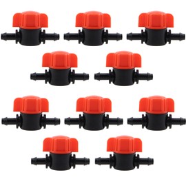 Caishun 10PCS Drip Irrigation Hose Connection Valve 1.7x0.98in Orange Adjustable Handle Mini Straight Bypass Valve Irrigation Tools For Drip Irrigation Garden Farm Farmland Greenhouse Flower Bed Lawn