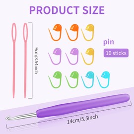 cobee Crochet Hook Set, 5.0 mm Crochet Hook with Stitch Markers and Blunt Needles with Large Eye Ergonomic Crochet Handles with Soft Grip Aluminium Knitting Crochet Hook Crochet Accessories