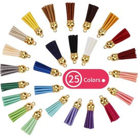 KIMOBER Keychain Tassels Bulk for Crafts,100 Pcs Leather Tassels for Jewelry Making, Resin Epoxy, Acrylic Blanks Bracelets, 25 Colors