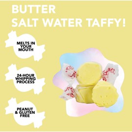 Taffy Town Saltwater Taffy - Butter | Gourmet | Nougat-Style Candy | Soft & Delicious | Summer Snack Treats | Party Good Candies | 2.5lbs