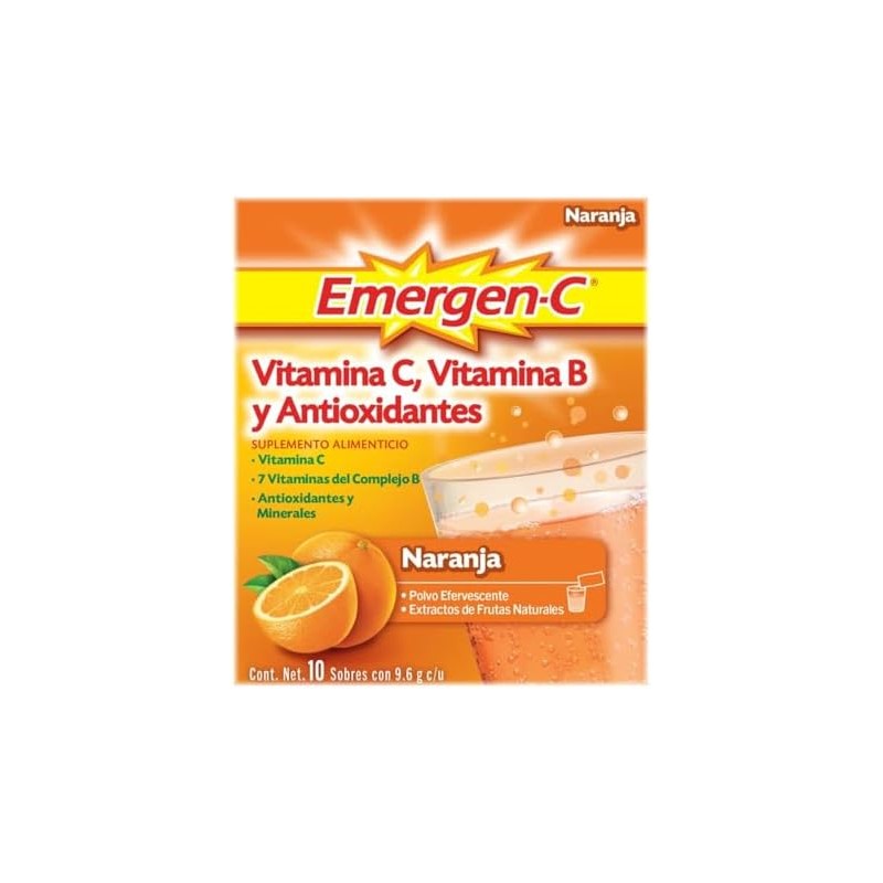 Emergen-C, Suplemento Alimenticio sabor Limón. Polvo Efervescente. Caja con 10