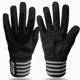 FINGER TEN Weight Lifting Gloves Gym with Wrist Support for Men Women Full Palm Protection Grip, Work Out Gloves fit Pull Ups Sport Training Fitness (Black, XL)