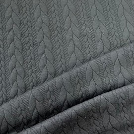 Cable Knit Jersey Fabric, 150cm Wide, Textured Pattern, Select Colour (Black)