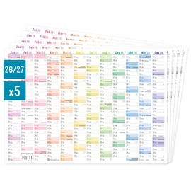 Häfft 5 x Wall Calendar 2026 A4 Landscape "Rainbow" + Year Overview 2027 on the Back Chalkboard Calendar, Year Planner, Annual Calendar, Desk Calendar with Holidays - Sustainable and Climate Friendly