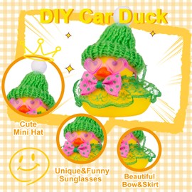 MuMyer Car Rubber Duck, Rubber Duck Car Dashboard Decoration Accessories with Mini Hat Sunglasses Skirt or Bow and Cute Accessories(H24)