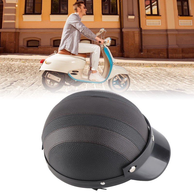 Half Helmet Breathable Sun Blocking Retro Safe PU Leather Motorcycle