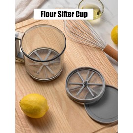 Flour Sifter,Sifter for Baking,4.7x5.9in Abs Powdered Sugar Shaker Duster Handheld Double Layer Filter Mesh Flour Strainer Colander with Lid for Kitchen