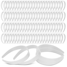 100 Pcs White Plastic Headbands Bulk, 1 Inch Wide No Teeth Plain DIY Hair Bands for Girls & Women, Hair Band Accessories (White,1 Inch Wide)