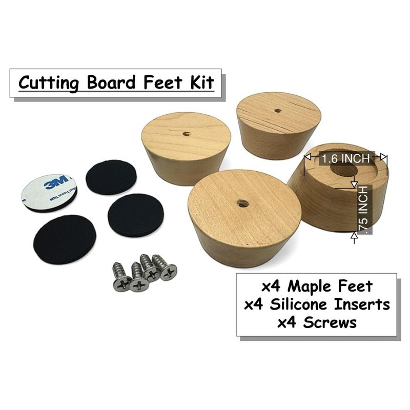 Maple Wood Cutting Board Feet Kit - Wood cutting board