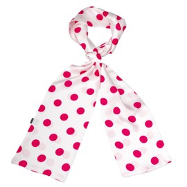 DSKOBT Women's Scarf Polka Dot Red and White Scarf Retro Chiffon Sheer Dot Scarf Stylish Fashion Neckerchief (Pink)
