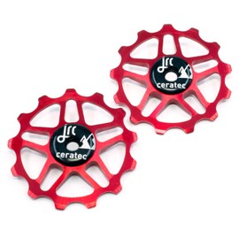 JRC Components Pair of 13T Jockey Wheels for Shimano MTB 12SPEED | Ceramic Derailleur Pulley Wheel | Hybrid Ceramic Bearing | MTB Bike Rear Derailleur Pulley Wheels |Hybrid Ceramic Pulley Wheels-Red