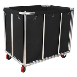 Laundry Cart Commercial Black,11.35 Bushel Large Industrial Rolling Laundry Hamper with 4 Inch Wheels,Household Heavy Duty Laundry Baskets with Stainless Steel Frame, 260 LBS Weight Capacity