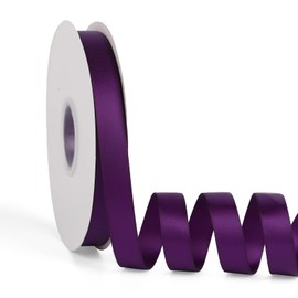 Double Faced Solid Color Purple Satin Ribbon 5/8" X 50 Yards Continuous, High Density Polyester Ribbon for Gifts Wrapping, Wedding, Party, Crafts, Hair Bows, Flowers, Home DIY Decor