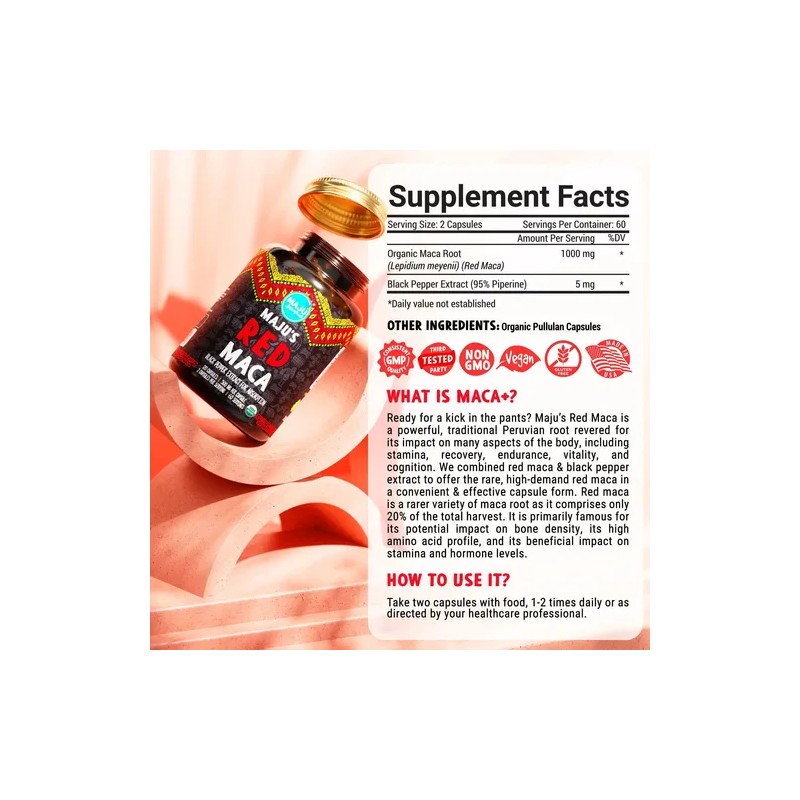 Maju Superfoods Cápsulas Maca Roja Orgánica 120