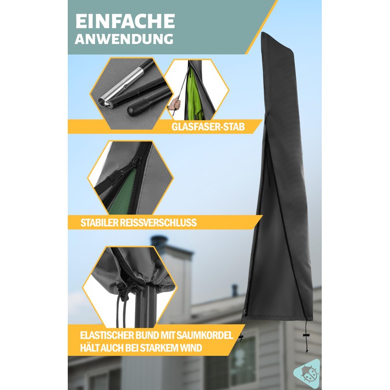 Menz Parasol Protective Cover – Weatherproof Protective Cover for Umbrella,