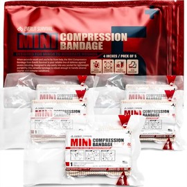 EVERLIT Mini 4 Inch Emergency Bandage Compression Trauma Pressure Wound Dressing Sterile Vacuum-Sealed for Bleeding Control, Gun Shot, Medical Kit, First Aid IFAK (5)