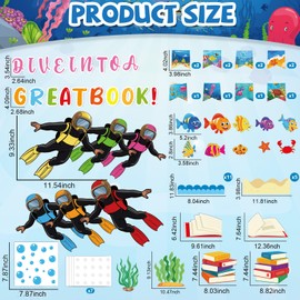 Summer Ocean Fish Bulletin Board Set Get Dive into a Great Book Theme Classroom Decorations Back to School Under The Sea Marine Fish Paper Cutouts for Teacher School Chalkboard Wall Door Supplies