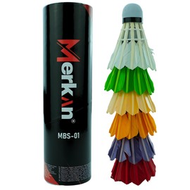 Merkan Pack of 6 Duck Feather Badminton Balls Natural Arrow with High Stability and Durability Colorful EVA Head
