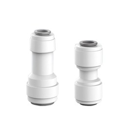 Qrity Unthreaded Push-fit Quick Connect Fittings 1/4" to 1/4", 1/4" to 3/8", Straight Push Connectors, Push to Connect Fittings, Water Tube Adapter