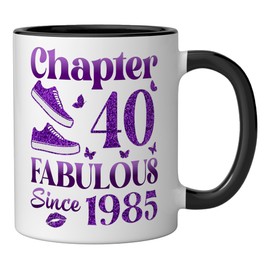 Chapter 40 Fabulous Since 1985 40Th Birthday Gift For Women Ceramic Mug, Black/White