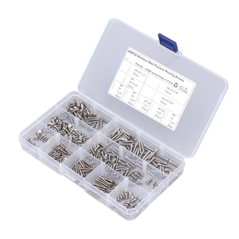 400Pcs Riveting Screw Kit Pull Electric Welding Stainless Steel Fastener