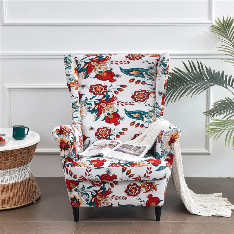 Highdi 2-Piece Wing Chair Cover with Ottoman Protective Cover, Armchair