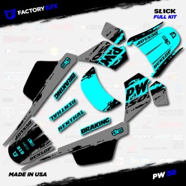 Factory EFX Gray & Cyan Slick Racing Graphics kit fits Yamaha PW50 PW 50 All Years
