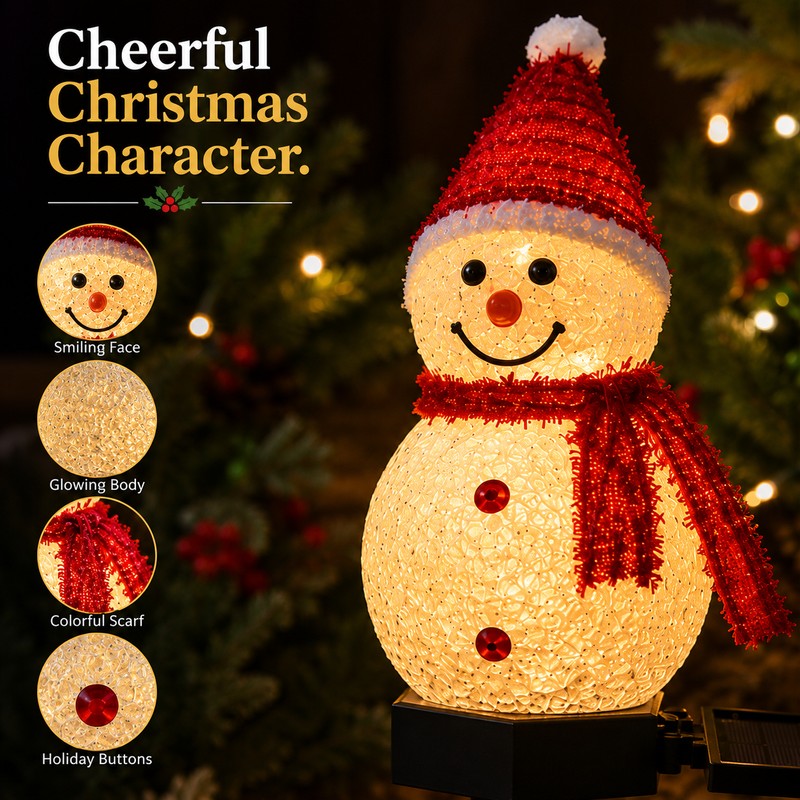 Solar Snowman Garden Light for Christmas Décor – Waterproof LED