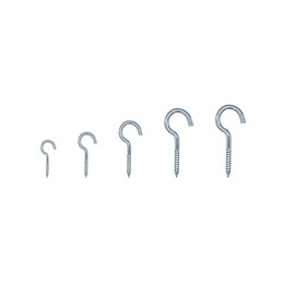 WEAXIO Pack of 100 Screw Hooks, 5 Sizes, Galvanised Metal Hook Screw, Ceiling Hooks, Cup Hooks, Self Tapping Eye Screws Hanger, Open Loop for Hanging Objects