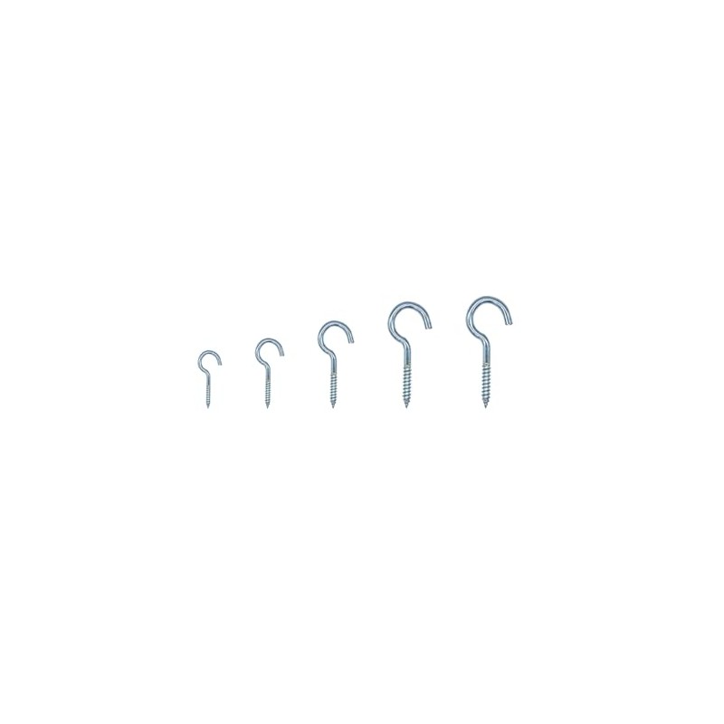 WEAXIO Pack of 100 Screw Hooks, 5 Sizes, Galvanised Metal