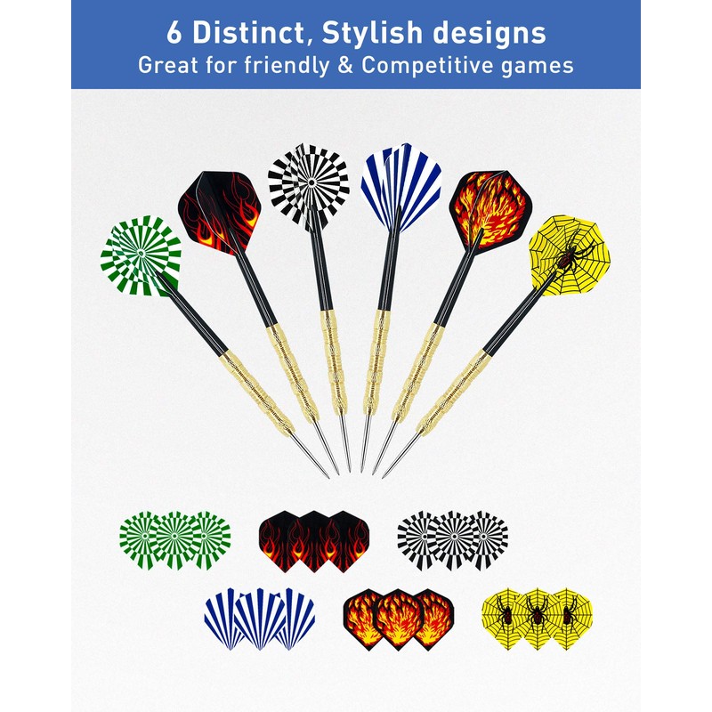 CIKKUE Steel Tip Darts, 18 Pack Premium Professional Dartboard Darts