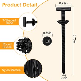 100PCS Nylon Universal Cable Tie Buckle – Cable Tie Buckles & Zip Tie Clips – Universal Nylon Zip Tie Fasteners – Tool-Free T‑Shaped Zip Clips & Round Lock Clips – Automotive & DIY Cable Management