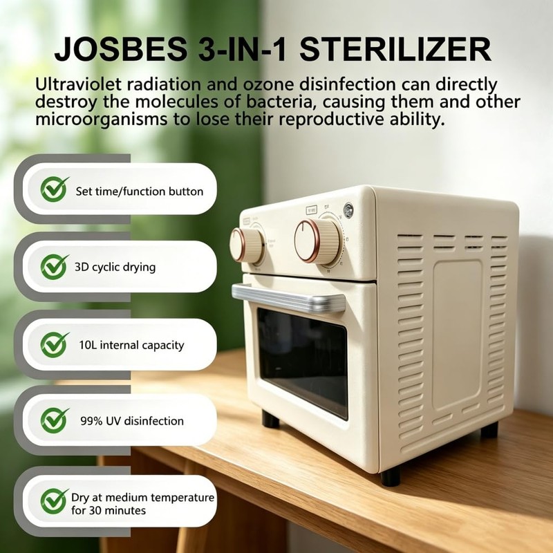 JOSBES Sterilizer Tools, 10L Drying and 3-in-1 Disinfection Tools 150W