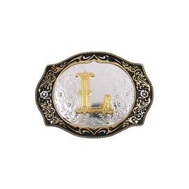 HUABOLA CALYN Western Belt Buckle Initial Letters ABCDMRJ to Z Cowboy Rodeo Small Gold Belt Buckles for Men Women (L)