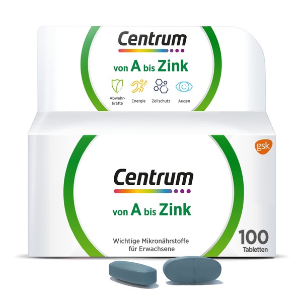 Centrum Von A bis Zink High-Quality Dietary Supplement for Daily Complete Supply of Micronutrients, Vitamins, Minerals, Trace Elements – 1 x 100 Tablets