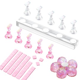 Makartt Soporte Magnético para Puntas de Uñas - Soportes de Práctica de Acrílico con 48 Piezas de Masilla Adhesiva Reutilizable (01)