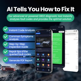 Herramienta de diagnóstico de escáner OBD2 Bluetooth con guías de reparación de AI, herramientas de escaneo OBDII inalámbricas para vehículos de gas 1996+, verifica la luz del motor lector de código