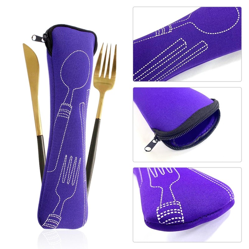 4 Pieces Cutlery Bag, Camping Storage, Fork Spoon Chopsticks Organizer,