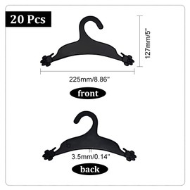 AHANDMAKER 20 Packs Pet Apparel Hangers, Black Pet Clothes Hangers Lovely Plastic Flexible Strong Paw Print for Dog Cat Pet Small Coat Hanger, 5x8.86inch