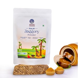 Indic Organics Palm Jaggery Powder | Made by Traditional Stirring Method | Chemical Free | Low Glycemic Index | Ole Bella, Karupatti or Palm Sugar | Healthy Sweetener for Tea or Coffee 1.1 Pound (500 Grams)