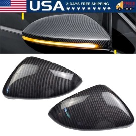 Unbranded Carbon Fiber Black Side Mirror Cover Cap for VW GOLF MK7 MK7.5 R GTI 2013-2018