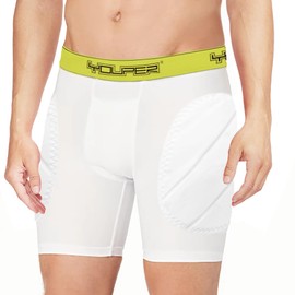 Youper Youper Boys Youth Padded Sliding Shorts with Soft Protective Athletic Cup for Baseball, Football, Lacrosse (White, Medium)