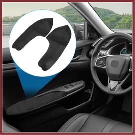 HEROFFIX 4Pcs/Set Car Door Armrest Protector Cover Microfiber Leather Pad Replacement for Honda Civic 10th Gen 2016 2017 2018 2019 2020 Black with Black Line Replace Parts