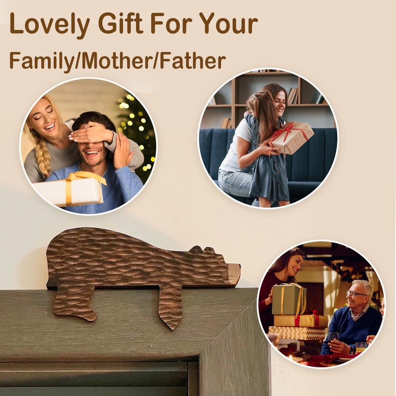 Wooden Door Topper (Left Side) - Cute Bear Shape, Rustic