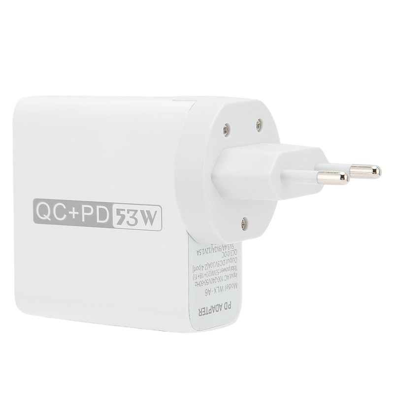 53W 4 Port Mobile Phone Charger 20W PD QC3.0 Fast