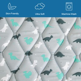 Premium Foam Baby Play Mat 50" X 50", Play Mat for Babies and Toddlers, Baby Floor Play Mat Non Slip Cushioned, Kids Play Mat for Playpen, Thick One-Piece Crawling Mat, Easy Clean, Grey Dinosaur