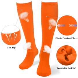 Oblihumoy Orange Baseball Socks and Belt Combo Set Softball Football Socks and Elastic Waist Belt for Youth Adult