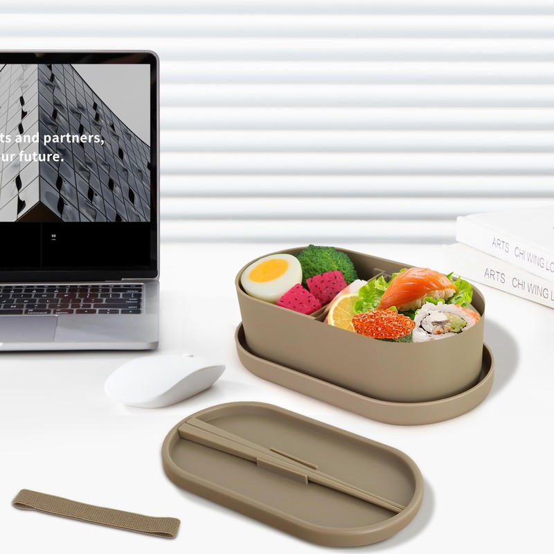 Finorder Brown 1-Tier Lunch Box